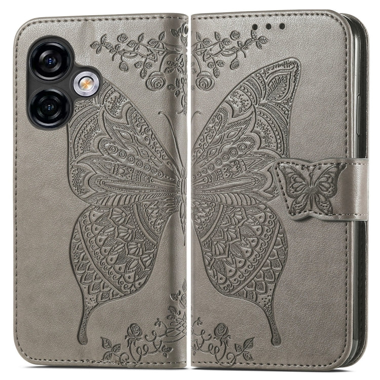 For Ulefone Note 16 Pro Butterfly Love Flower Embossed Leather Phone Case(Grey) - Ulefone Cases by buy2fix | Online Shopping UK | buy2fix