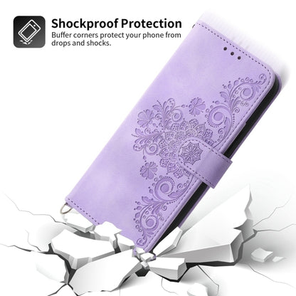 For Xiaomi 14 Pro Skin-feel Flowers Embossed Wallet Leather Phone Case(Purple) - 14 Pro Cases by buy2fix | Online Shopping UK | buy2fix