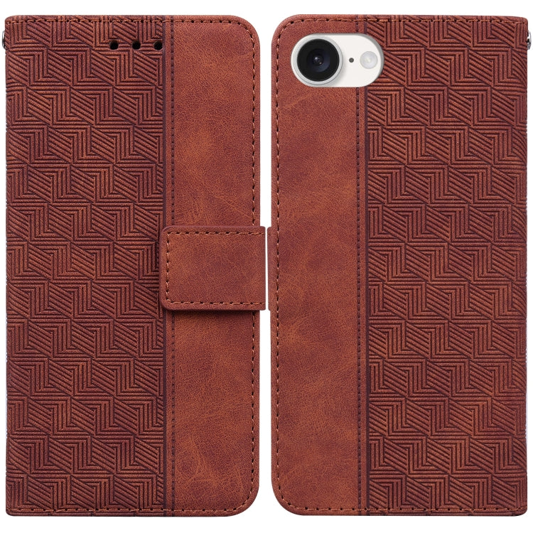 For iPhone SE 2024 Geometric Embossed Leather Phone Case(Brown) - More iPhone Cases by buy2fix | Online Shopping UK | buy2fix