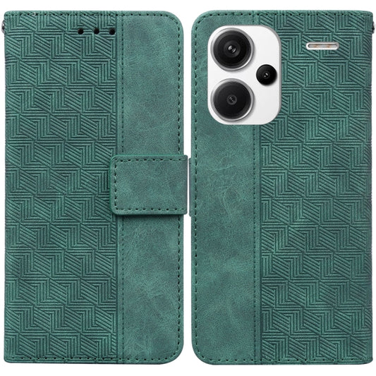For Xiaomi Redmi Note 13 Pro+ 5G Geometric Embossed Leather Phone Case(Green) - Note 13 Pro+ Cases by buy2fix | Online Shopping UK | buy2fix