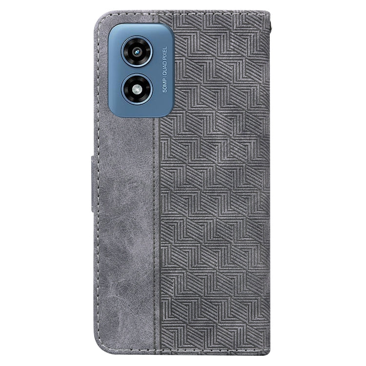 For Motorola Moto G Play 4G 2024 Geometric Embossed Leather Phone Case(Grey) - Motorola Cases by buy2fix | Online Shopping UK | buy2fix