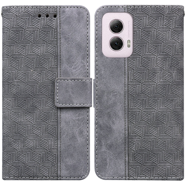 For Motorola Moto G Power 5G 2024 Geometric Embossed Leather Phone Case(Grey) - Motorola Cases by buy2fix | Online Shopping UK | buy2fix