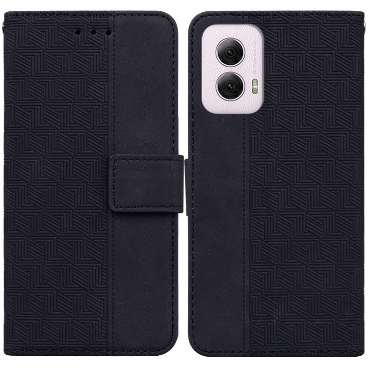 For Motorola Moto G Power 5G 2024 Geometric Embossed Leather Phone Case(Black) - Motorola Cases by buy2fix | Online Shopping UK | buy2fix