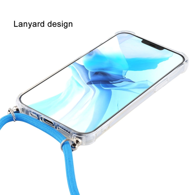 For iPhone 16 Pro Four-Corner Shockproof Transparent TPU Case with Lanyard(Red) - iPhone 16 Pro Cases by buy2fix | Online Shopping UK | buy2fix