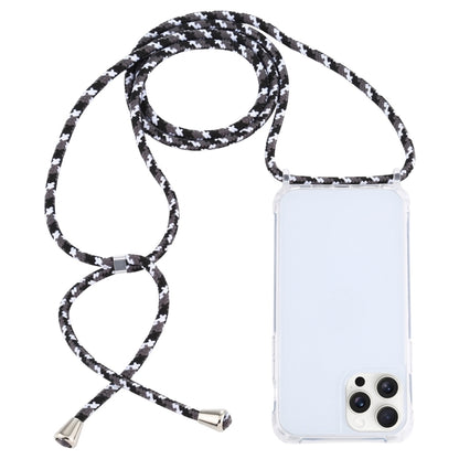 For iPhone 16 Pro Max Transparent Acrylic Airbag Shockproof Phone Protective Case with Lanyard(Black White Grey) - iPhone 16 Pro Max Cases by buy2fix | Online Shopping UK | buy2fix