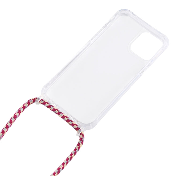 For iPhone 16 Transparent Acrylic Airbag Shockproof Phone Protective Case with Lanyard(Pink Apricot Coffee) - iPhone 16 Cases by buy2fix | Online Shopping UK | buy2fix