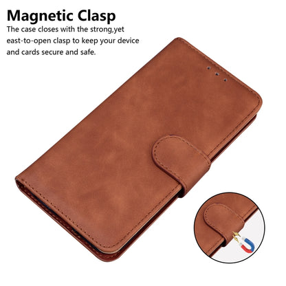 For iPhone SE 2024 Skin Feel Pure Color Flip Leather Phone Case(Brown) - More iPhone Cases by buy2fix | Online Shopping UK | buy2fix