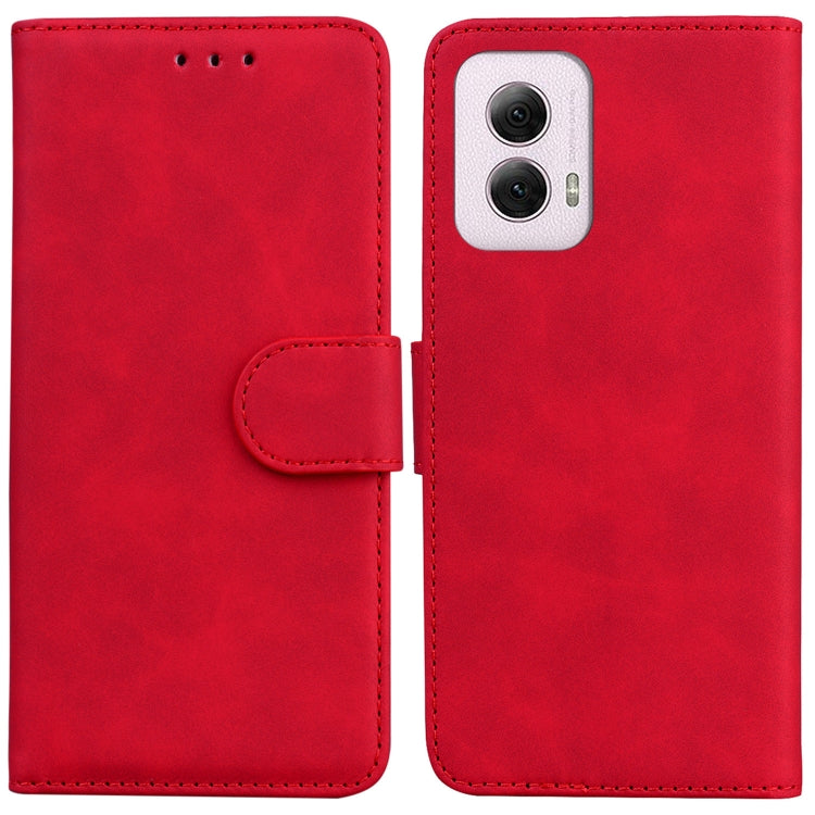 For Motorola Moto G Power 5G 2024 Skin Feel Pure Color Flip Leather Phone Case(Red) - Motorola Cases by buy2fix | Online Shopping UK | buy2fix