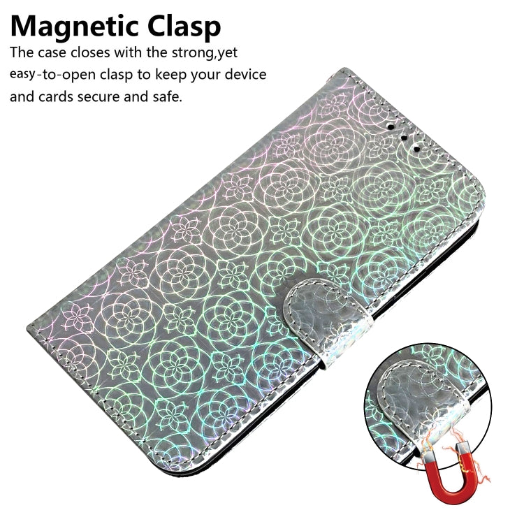 For iPhone 16 Pro Colorful Magnetic Buckle Leather Phone Case(Silver) - iPhone 16 Pro Cases by buy2fix | Online Shopping UK | buy2fix