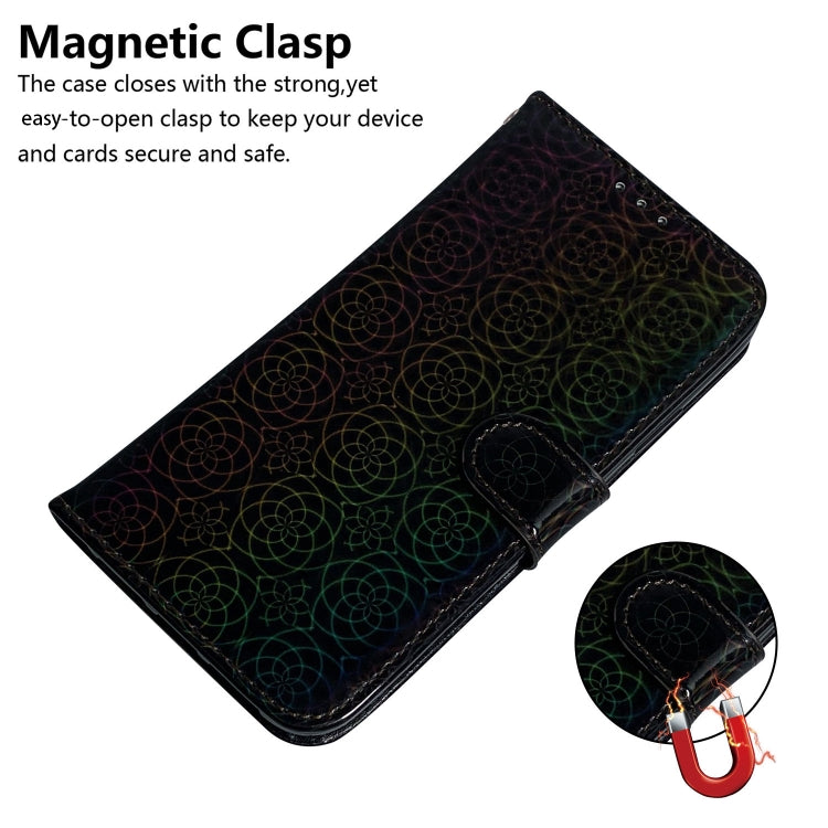 For iPhone 16 Plus Colorful Magnetic Buckle Leather Phone Case(Black) - iPhone 16 Plus Cases by buy2fix | Online Shopping UK | buy2fix