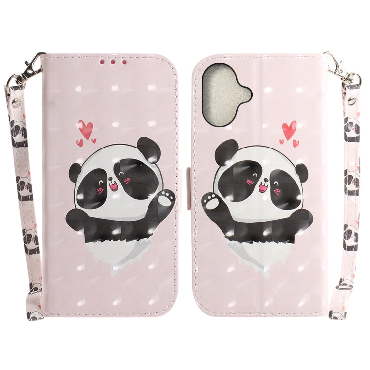 For iPhone 16 Plus 3D Colored Horizontal Flip Leather Phone Case(Heart Panda) - iPhone 16 Plus Cases by buy2fix | Online Shopping UK | buy2fix