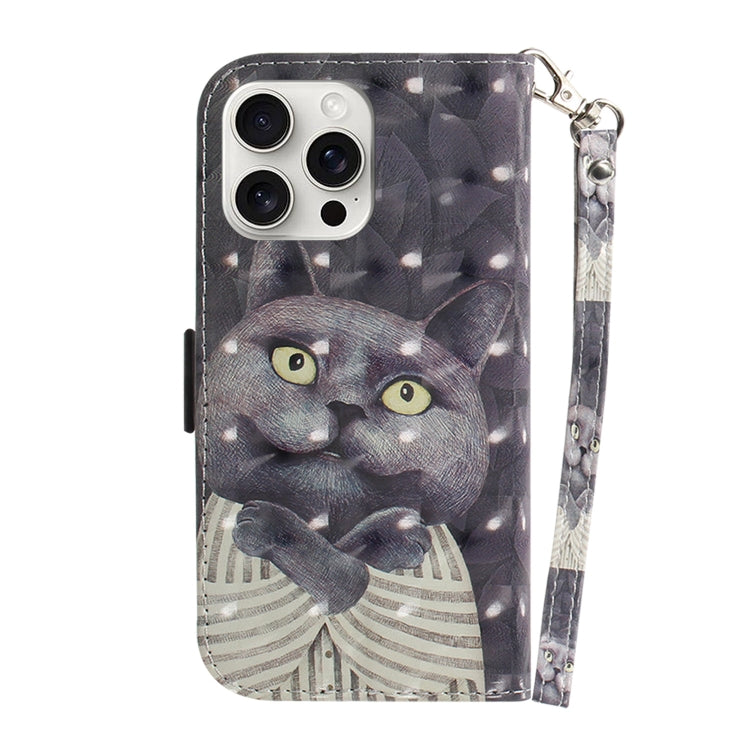 For iPhone 16 Pro Max 3D Colored Horizontal Flip Leather Phone Case(Hug Cat) - iPhone 16 Pro Max Cases by buy2fix | Online Shopping UK | buy2fix