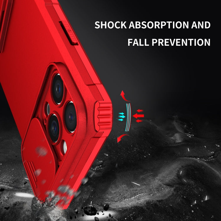 For iPhone 16 Pro Max Stereoscopic Holder Sliding Camshield Phone Case(Red) - iPhone 16 Pro Max Cases by buy2fix | Online Shopping UK | buy2fix