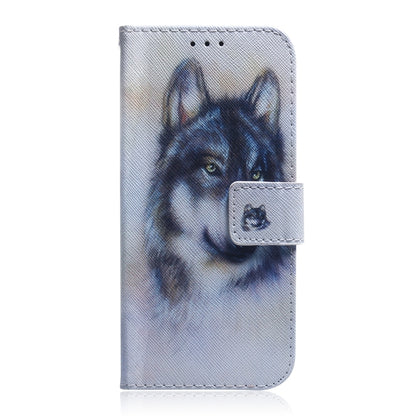 For iPhone 16 Coloured Drawing Flip Leather Phone Case(White Wolf) - iPhone 16 Cases by buy2fix | Online Shopping UK | buy2fix