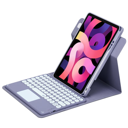 For iPad Air 2022 / iPad Pro 11 2021 Round Button 360 Degree Rotatable Bluetooth Keyboard Leather Case with Touchpad(Lavender Purple) - Universal by buy2fix | Online Shopping UK | buy2fix