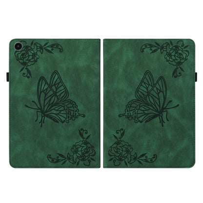 For Samsung Galaxy Tab А9+ Butterfly Flower Embossed Leather Tablet Case(Green) - Other Galaxy Tab PC by buy2fix | Online Shopping UK | buy2fix