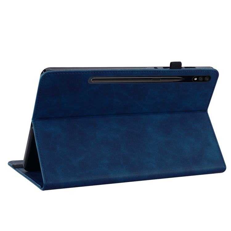 For Samsung Galaxy Tab S9 Skin Feel Solid Color Zipper Leather Tablet Case(Blue) - Galaxy Tab S9 Cases by buy2fix | Online Shopping UK | buy2fix