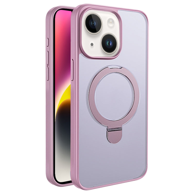 For iPhone 14 Plus Multifunctional MagSafe Holder Phone Case(Pink) - iPhone 14 Plus Cases by buy2fix | Online Shopping UK | buy2fix