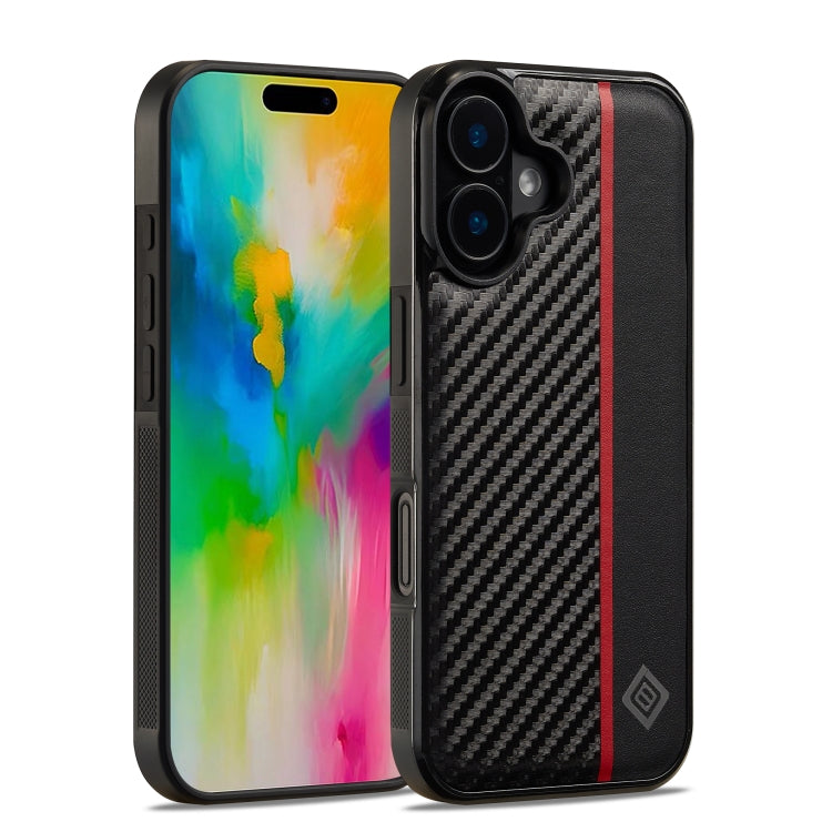 For iPhone 16 LC.IMEEKE 3 in 1 Carbon Fiber Texture Shockproof Phone Case(Black) - iPhone 16 Cases by LC.IMEEKE | Online Shopping UK | buy2fix