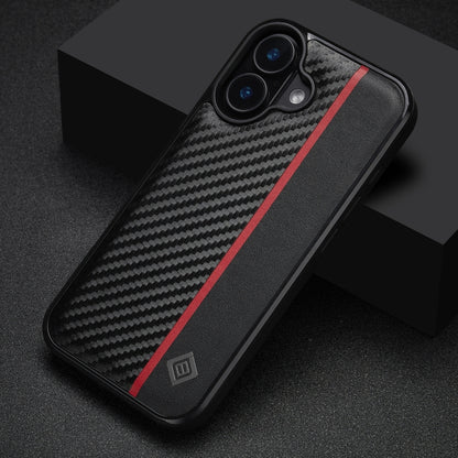 For iPhone 16 LC.IMEEKE 3 in 1 Carbon Fiber Texture Shockproof Phone Case(Black) - iPhone 16 Cases by LC.IMEEKE | Online Shopping UK | buy2fix