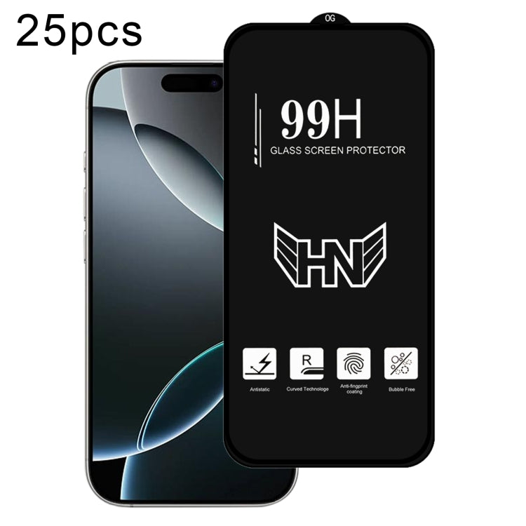 For iPhone 16 Pro 25pcs High Aluminum Large Arc Full Screen Tempered Glass Film - iPhone 16 Pro Tempered Glass by buy2fix | Online Shopping UK | buy2fix