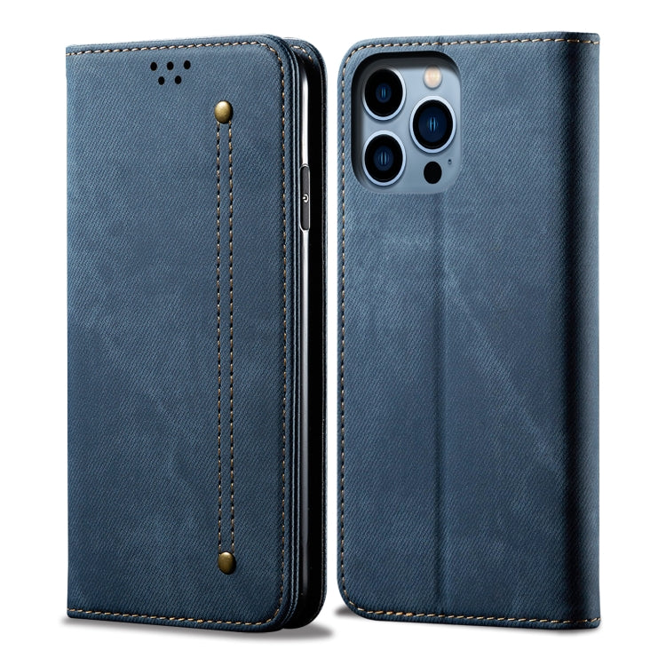 For iPhone 16 Pro Denim Texture Casual Style Horizontal Flip Leather Case(Blue) - iPhone 16 Pro Cases by buy2fix | Online Shopping UK | buy2fix