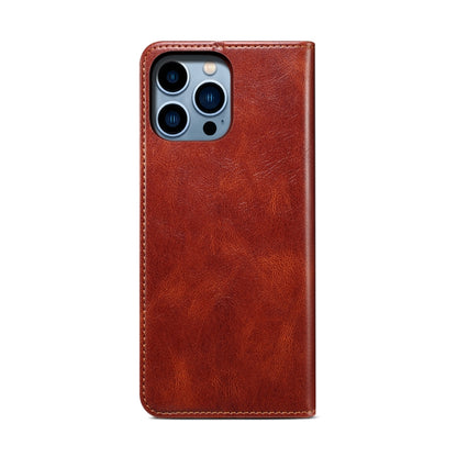 For iPhone 16 Pro Max Oil Wax Crazy Horse Texture Leather Phone Case(Brown) - iPhone 16 Pro Max Cases by buy2fix | Online Shopping UK | buy2fix