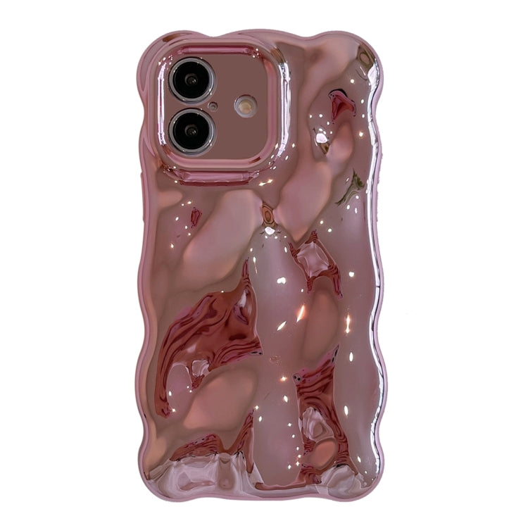 For iPhone 16 Wave Bubbles TPU Phone Case(Painted Pink) - iPhone 16 Cases by buy2fix | Online Shopping UK | buy2fix