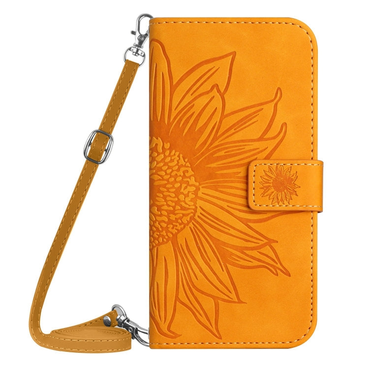 For Google Pixel 9 Skin Feel Sun Flower Embossed Flip Leather Phone Case with Lanyard(Yellow) - Google Cases by buy2fix | Online Shopping UK | buy2fix