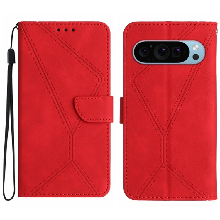 For Google Pixel 9 Pro XL Stitching Embossed Leather Phone Case(Red) - Google Cases by buy2fix | Online Shopping UK | buy2fix