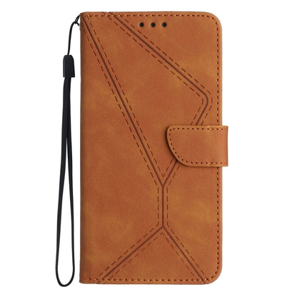 For Samsung Galaxy A55 5G Stitching Embossed Leather Phone Case(Brown) - Galaxy Phone Cases by buy2fix | Online Shopping UK | buy2fix