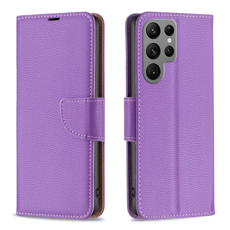 For Samsung Galaxy S24 Ultra 5G Litchi Texture Pure Color Flip Leather Phone Case(Purple) - Galaxy S24 Ultra 5G Cases by buy2fix | Online Shopping UK | buy2fix