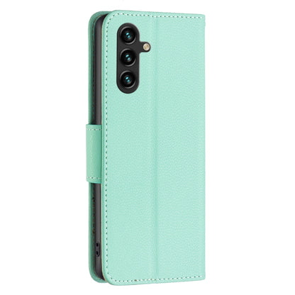 For Samsung Galaxy A55 Litchi Texture Pure Color Flip Leather Phone Case(Green) - Galaxy Phone Cases by buy2fix | Online Shopping UK | buy2fix