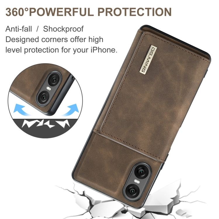 For Sony Xperia 10 VI DG.MING M1 Series 3-Fold Multi Card Wallet + Magnetic Phone Case(Coffee) - Sony Cases by DG.MING | Online Shopping UK | buy2fix