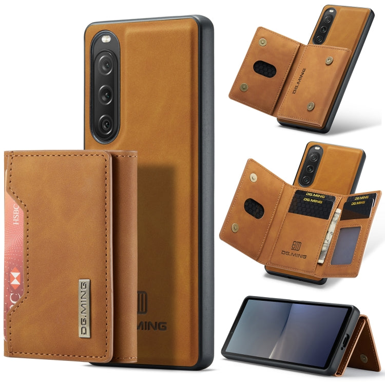 For Sony Xperia 10 V DG.MING M2 Series 3-Fold Multi Card Bag + Magnetic Phone Case(Brown) - Sony Cases by DG.MING | Online Shopping UK | buy2fix