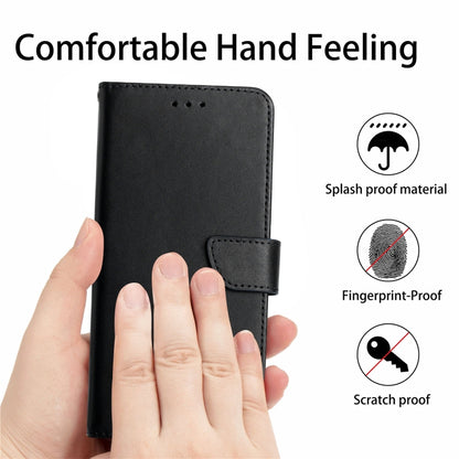 For Google Pixel 9 HT02 Genuine Leather Fingerprint-proof Flip Phone Case(Black) - Google Cases by buy2fix | Online Shopping UK | buy2fix