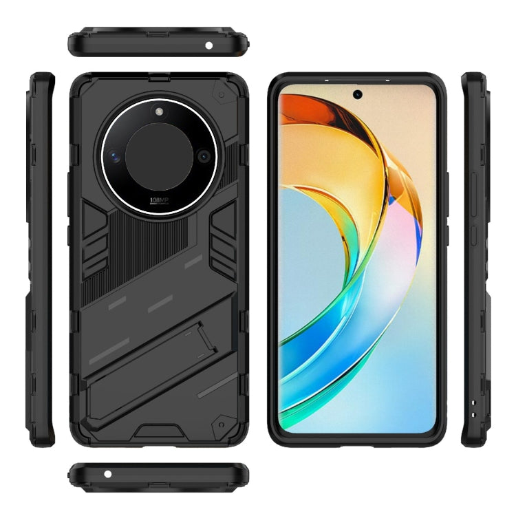 For Honor X50 5G Global / X9B Punk Armor 2 in 1 PC + TPU Phone Case with Holder(Black) - Honor Cases by buy2fix | Online Shopping UK | buy2fix