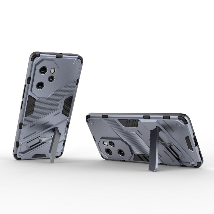 For Honor 100 Pro 5G Punk Armor 2 in 1 PC + TPU Phone Case with Holder(Grey) - Honor Cases by buy2fix | Online Shopping UK | buy2fix