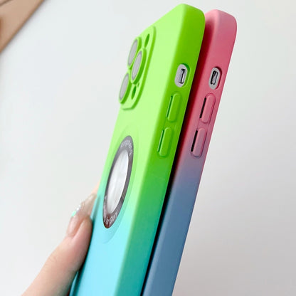 For iPhone 12 Pro Max Two-color Gradient MagSafe TPU Phone Case(Green+Blue) - iPhone 12 Pro Max Cases by buy2fix | Online Shopping UK | buy2fix