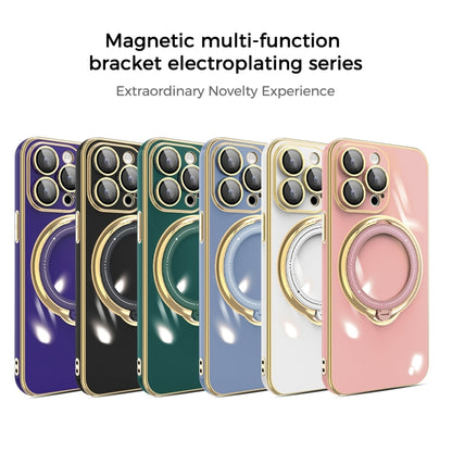 For iPhone 14 Multifunction Electroplating MagSafe Holder Phone Case(White) - iPhone 14 Cases by buy2fix | Online Shopping UK | buy2fix