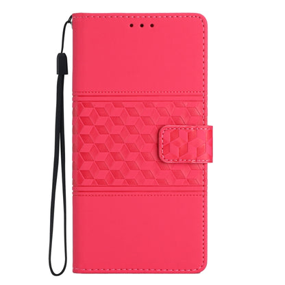 For iPhone 16 Pro Diamond Embossed Skin Feel Leather Phone Case(Red) - iPhone 16 Pro Cases by buy2fix | Online Shopping UK | buy2fix