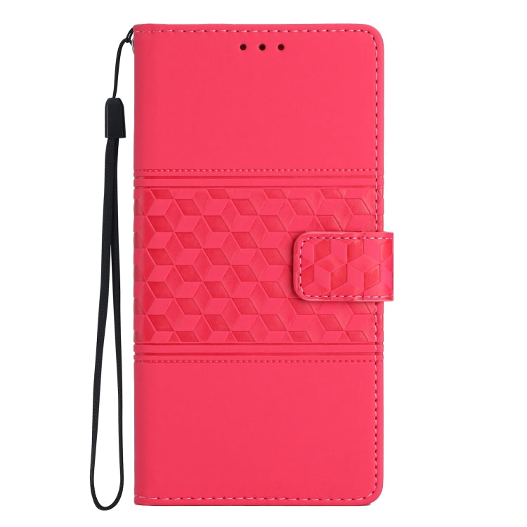 For iPhone 16 Pro Max Diamond Embossed Skin Feel Leather Phone Case(Red) - iPhone 16 Pro Max Cases by buy2fix | Online Shopping UK | buy2fix