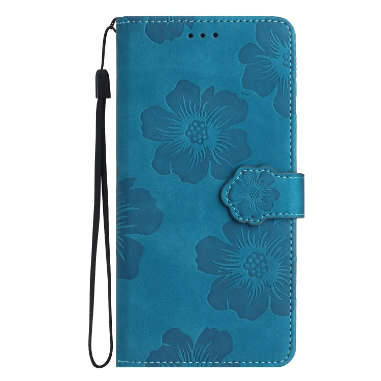 For iPhone 16 Pro Max Flower Embossing Pattern Leather Phone Case(Blue) - iPhone 16 Pro Max Cases by buy2fix | Online Shopping UK | buy2fix