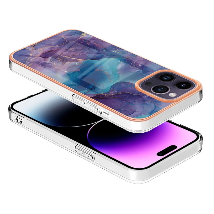 For iPhone 16 Pro Electroplating Marble Dual-side IMD Phone Case(Purple 016) - iPhone 16 Pro Cases by buy2fix | Online Shopping UK | buy2fix