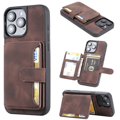 For iPhone 16 Pro Skin Feel Dream RFID Anti-theft PU Card Bag Phone Case(Coffee) - iPhone 16 Pro Cases by buy2fix | Online Shopping UK | buy2fix