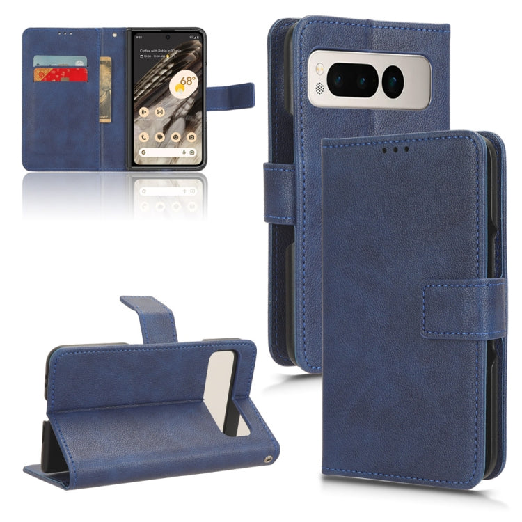 For Google Pixel Fold Lamb Texture Leather Phone Case(Blue) - Google Cases by buy2fix | Online Shopping UK | buy2fix