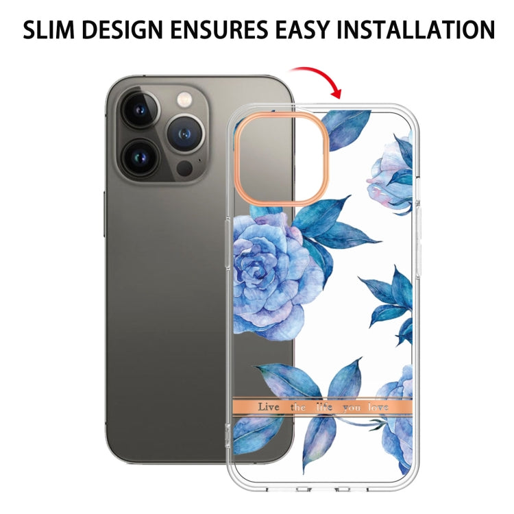 For iPhone 16 Pro Max Flowers and Plants Series IMD TPU Phone Case(Orchid Peony) - iPhone 16 Pro Max Cases by buy2fix | Online Shopping UK | buy2fix