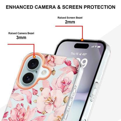 For iPhone 16 Flowers and Plants Series IMD TPU Phone Case(Pink Gardenia) - iPhone 16 Cases by buy2fix | Online Shopping UK | buy2fix