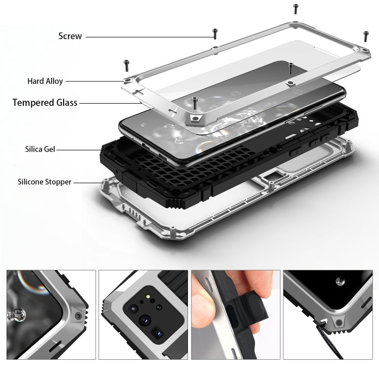 For Samsung Galaxy S20 Plus R-JUST Waterproof Shockproof Dustproof Metal + Silicone Protective Case(Silver) - Galaxy Phone Cases by R-JUST | Online Shopping UK | buy2fix