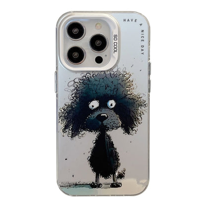 For iPhone 16 Pro Max Animal Pattern Oil Painting Series PC + TPU Phone Case(Black Dog) - iPhone 16 Pro Max Cases by buy2fix | Online Shopping UK | buy2fix